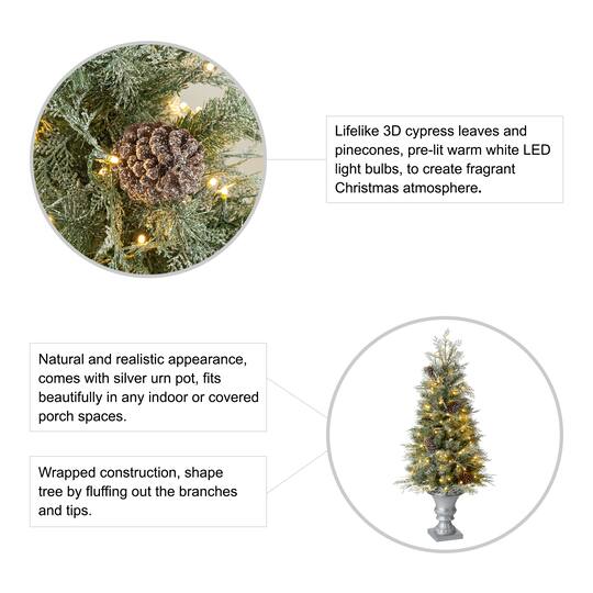 2 Pack 4ft. Pre-Lit Pine Artificial Christmas Porch Tree, Warm White LED Lights